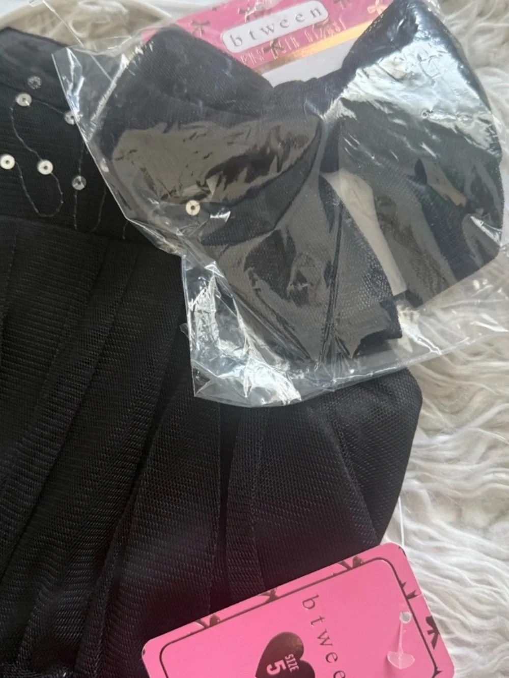 NWT Girl’s Black Tiered Tulle Dress with Bow Hair Clip